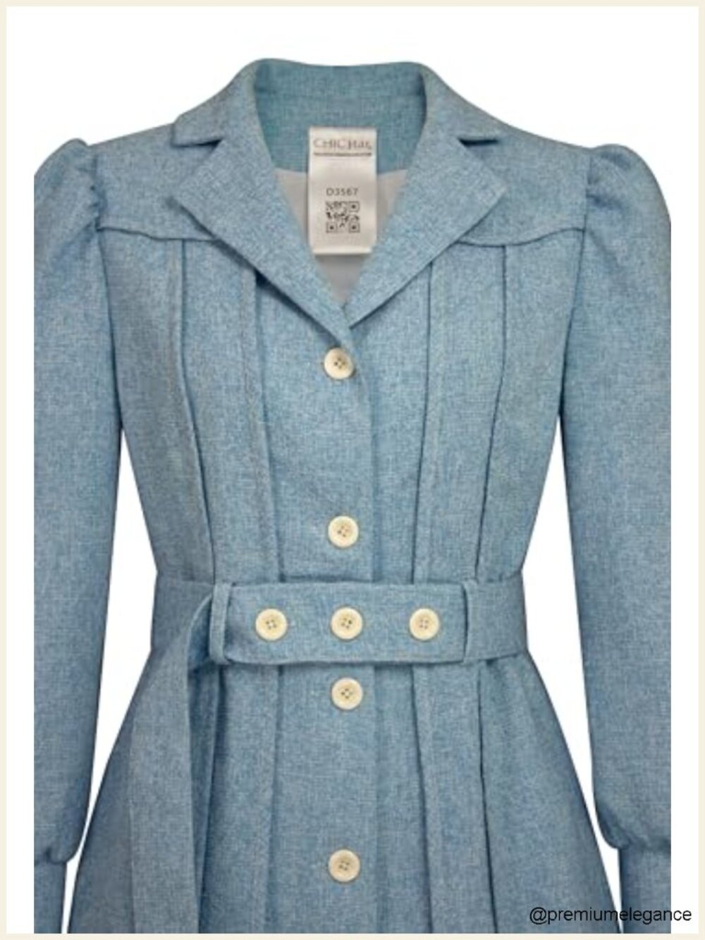 Women's Boucle Dress Coat with Notch Collar, Button Front, Knee-Length, Plus - Picture 4 of 4